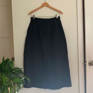 TravelSmith Black Button Front Maxi Skirt with Pockets Size 12